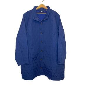 Lands‎ End Womens Blue Quilted Barn Chore Jacket Zip Button Preppy Plus Size 3X